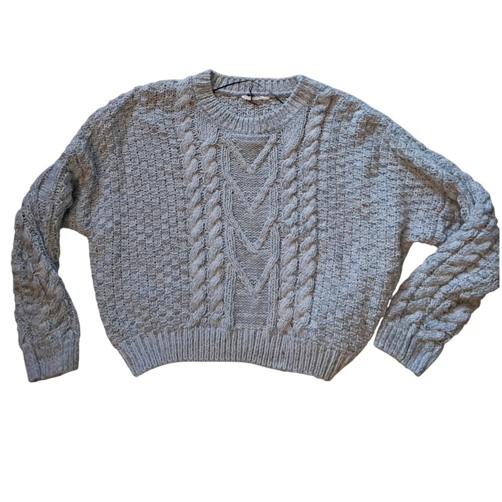 Cable Knit Pullover Sweater Double Zero Lovely Large Gray Oversized